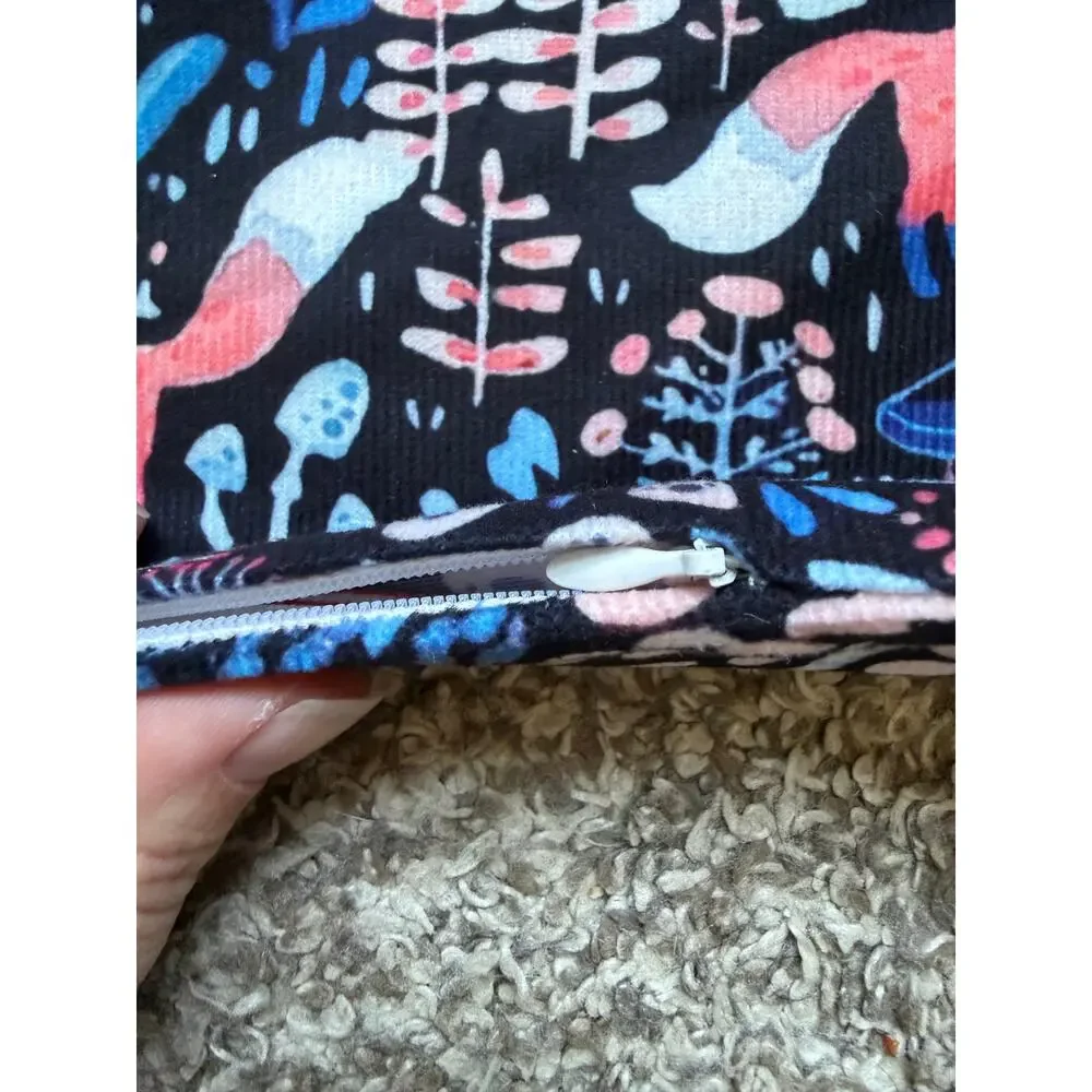 Handmade Woodland Cottagecore Pillowcases Fox Owl Forest Print Navy Set of 2